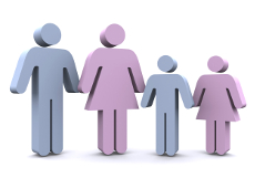 Illustration einer Familie mit 2 Kindern